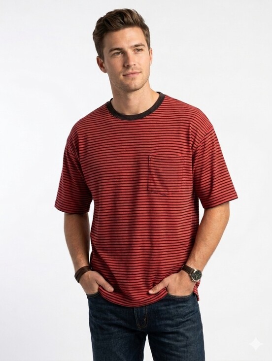 Cutter & Buck Other - Vintage Men's Cutter & Buck 100% Cotton Pinstripe Pocket Tee PTP22" Mod M/VTG XL